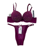 Embellished Padded Bra & Panty Set | Sparkly Rhinestone Lingerie for Women